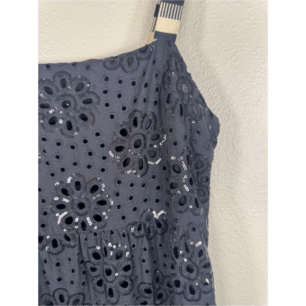Desigual Black Eyelet Sequin Tiered Maxi Dress Womens M Leah Casual Boho Cotton - Picture 14 of 16